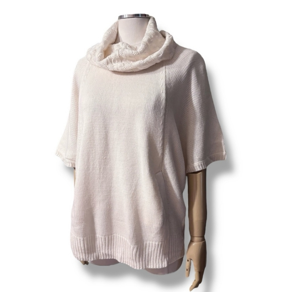 NEW YORK & COMPANY Ivory Cowl Turtleneck Short Dolman Sleeve Sweater NWT